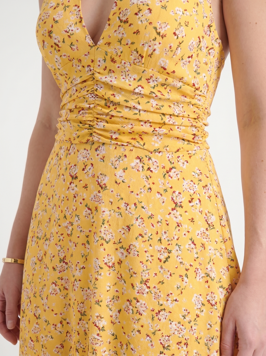 Astrid Floral Halter Neck Wrap Midi Dress