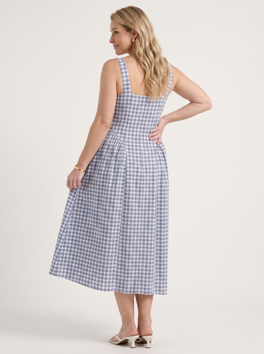 Cleo Check Pleated Skirt Midi Dress