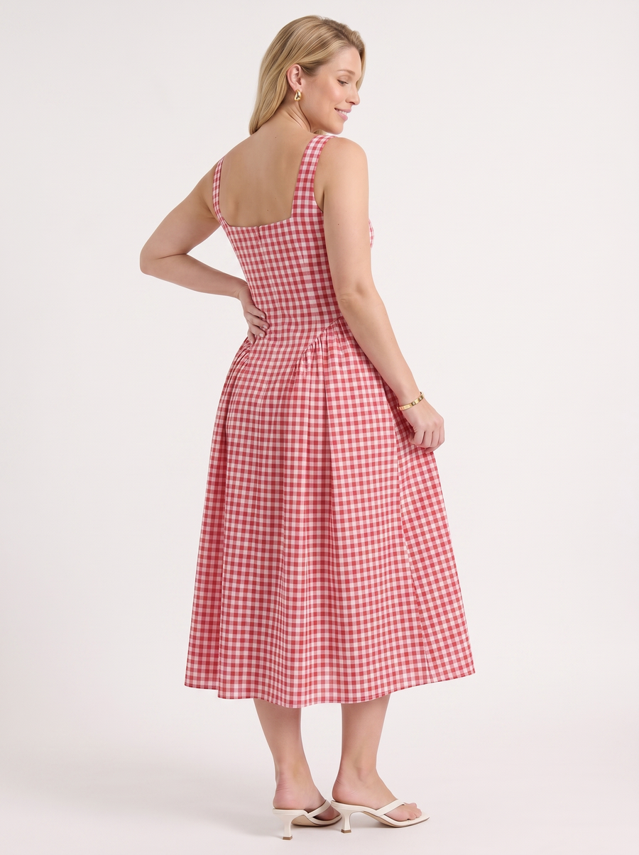 Cleo Check Pleated Skirt Midi Dress