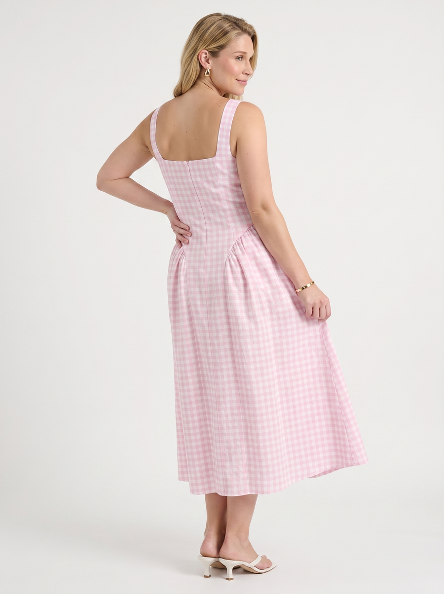 Cleo Check Pleated Skirt Midi Dress