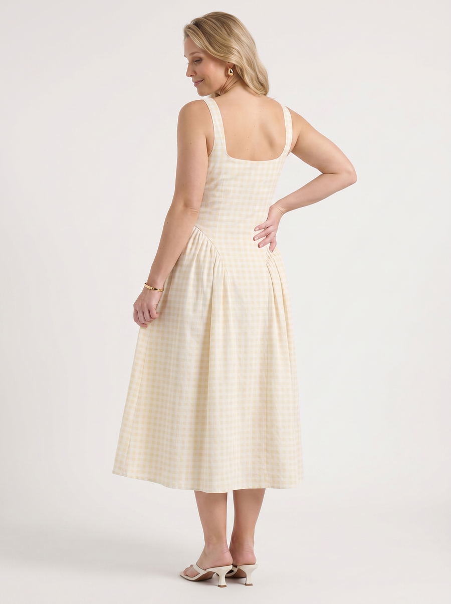Cleo Check Pleated Skirt Midi Dress