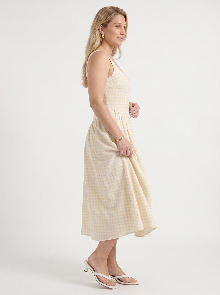 Cleo Check Pleated Skirt Midi Dress