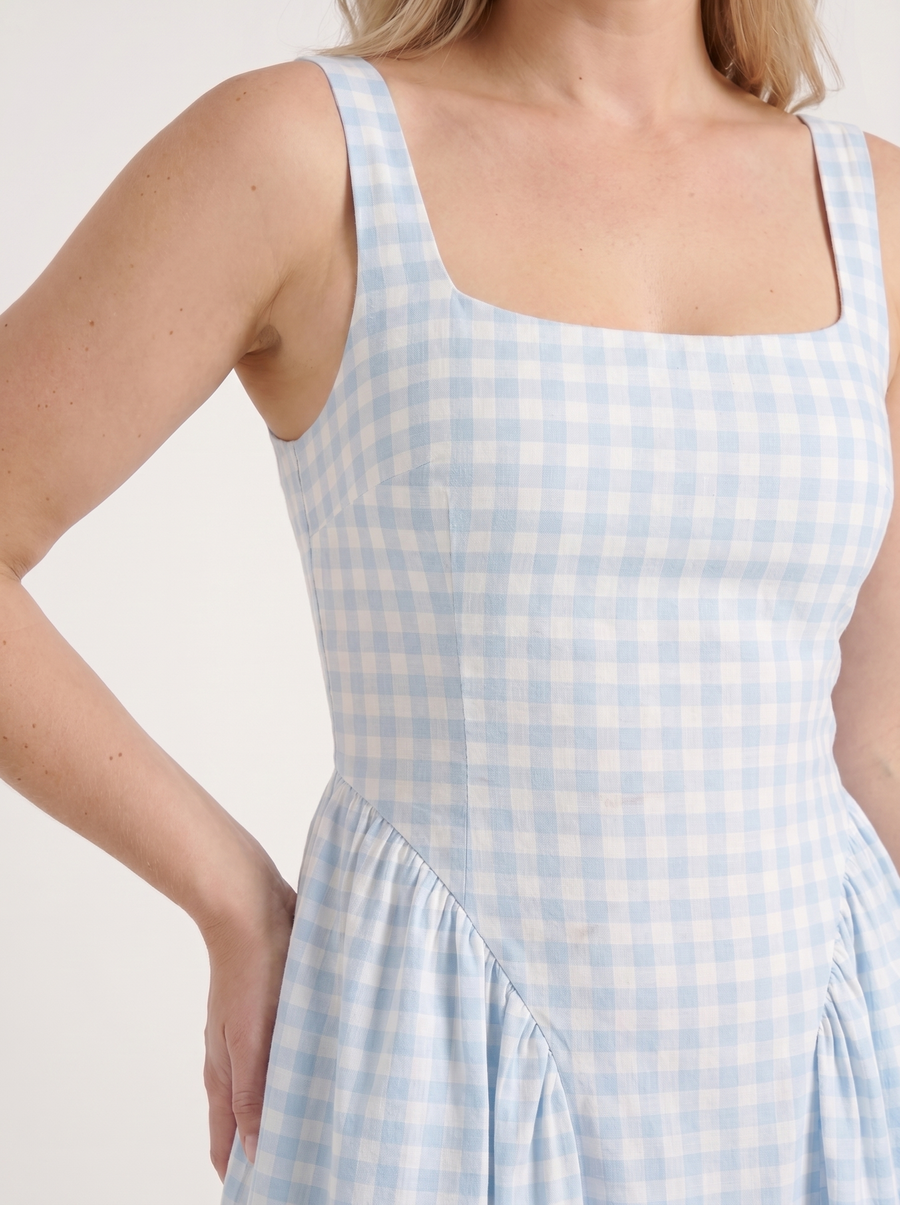 Cleo Check Pleated Skirt Midi Dress