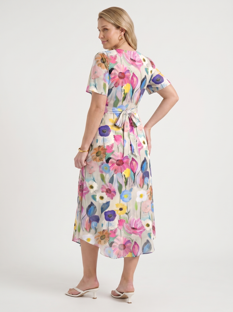 Sharnie Floral Wrap High Low Midi Dress