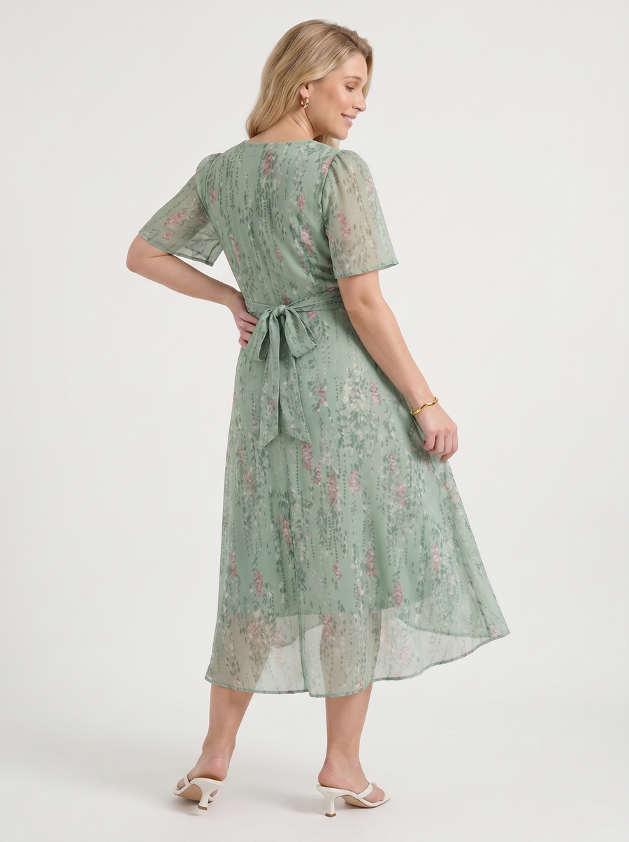 Sharnie Floral Wrap High Low Midi Dress