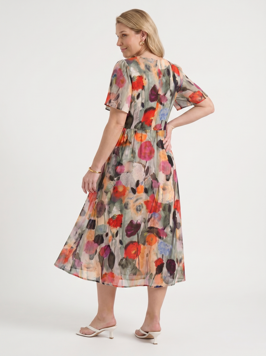 Sharnie Floral Wrap High Low Midi Dress