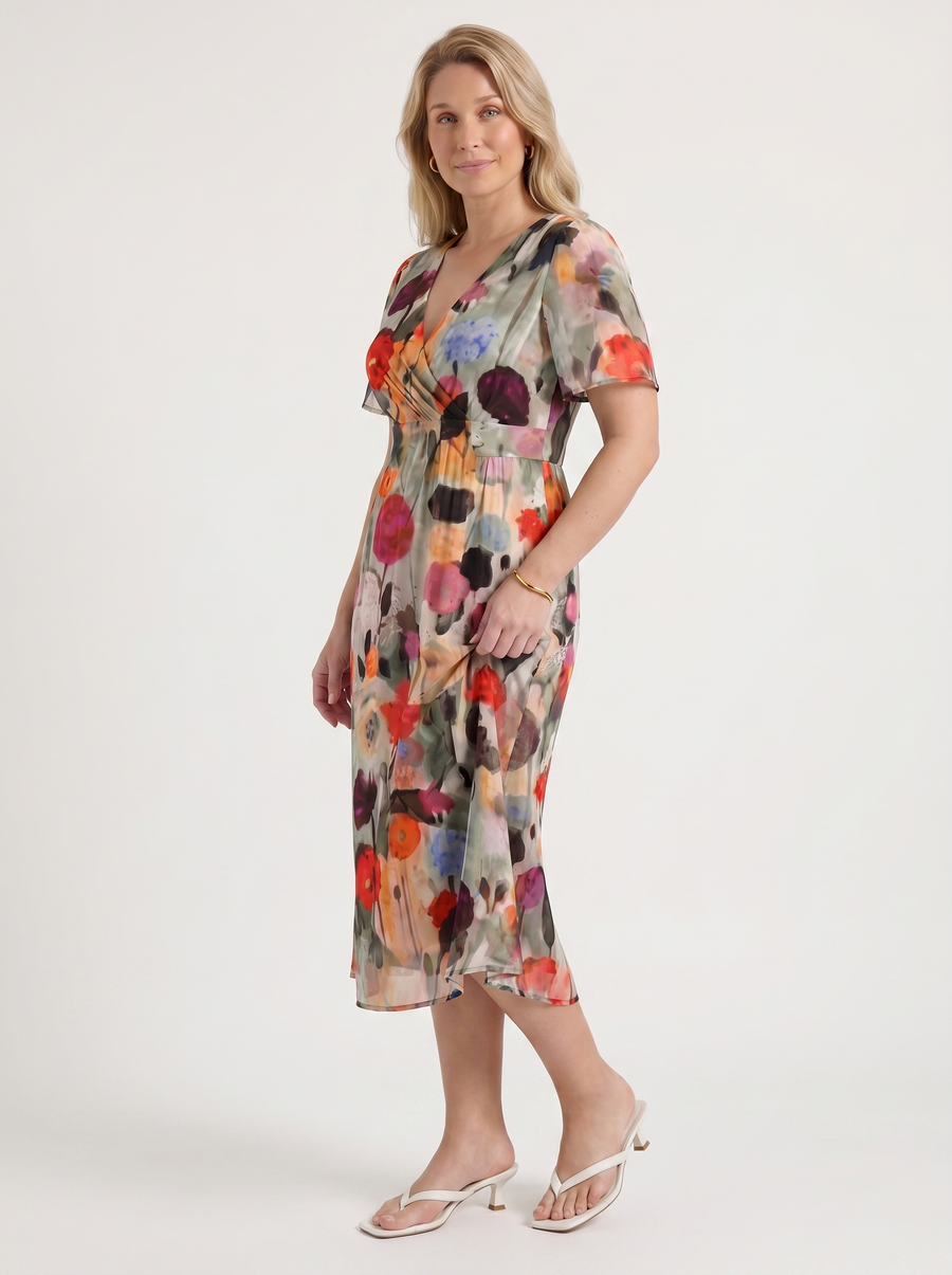 Sharnie Floral Wrap High Low Midi Dress