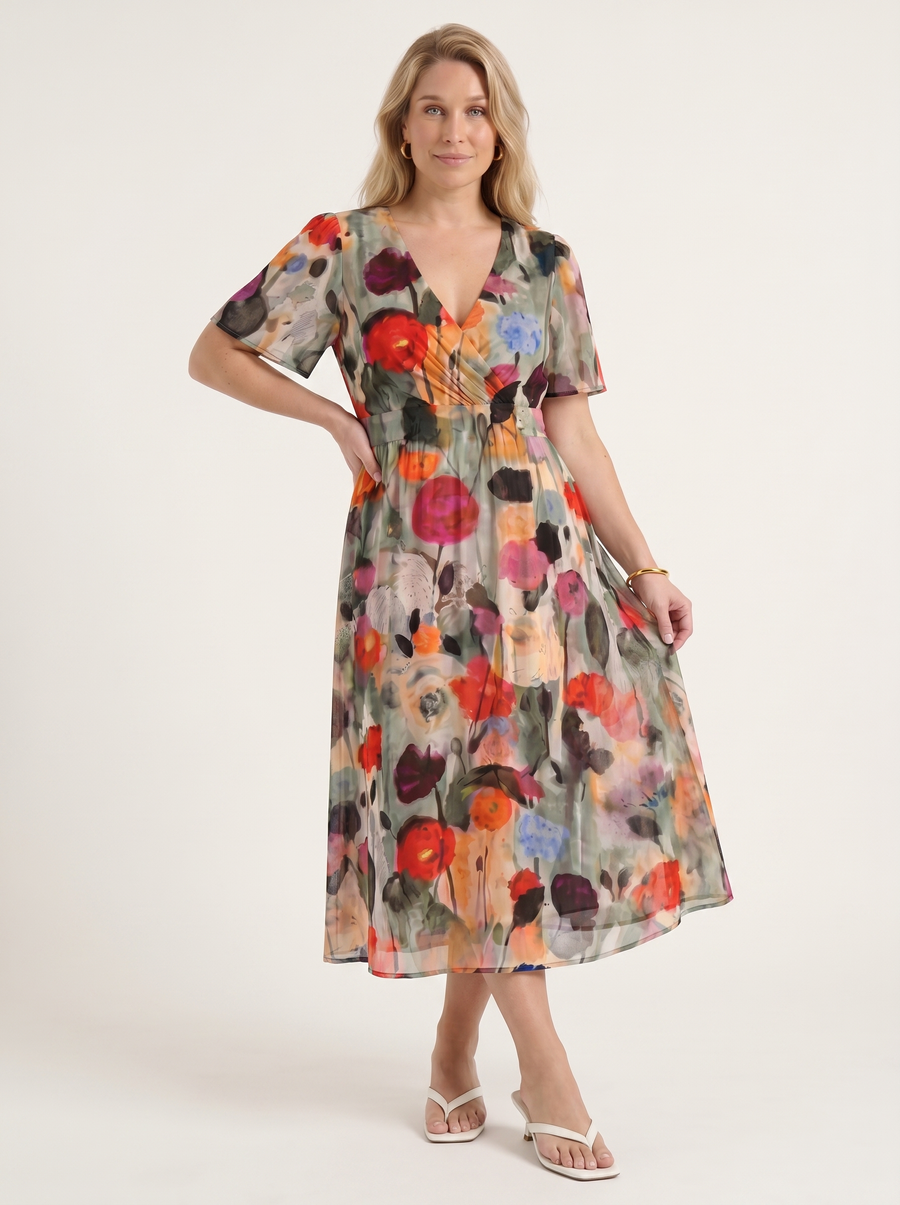 Sharnie Floral Wrap High Low Midi Dress