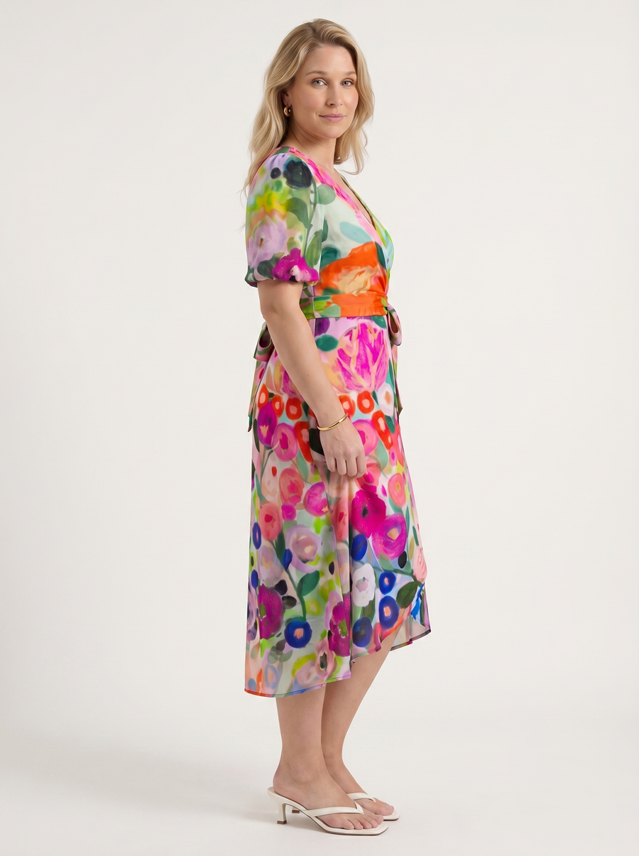Sharnie Floral Wrap High Low Midi Dress