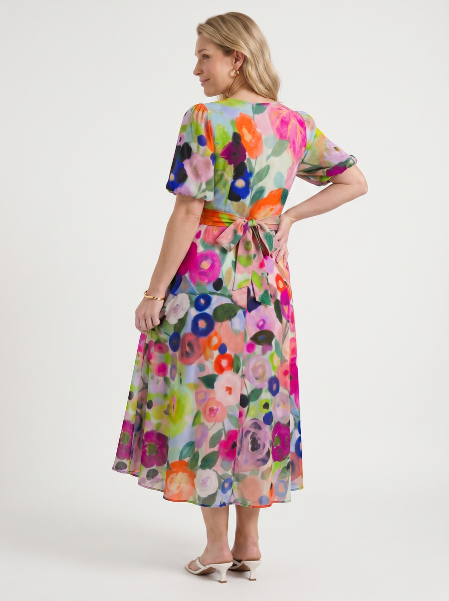 Sharnie Floral Wrap High Low Midi Dress