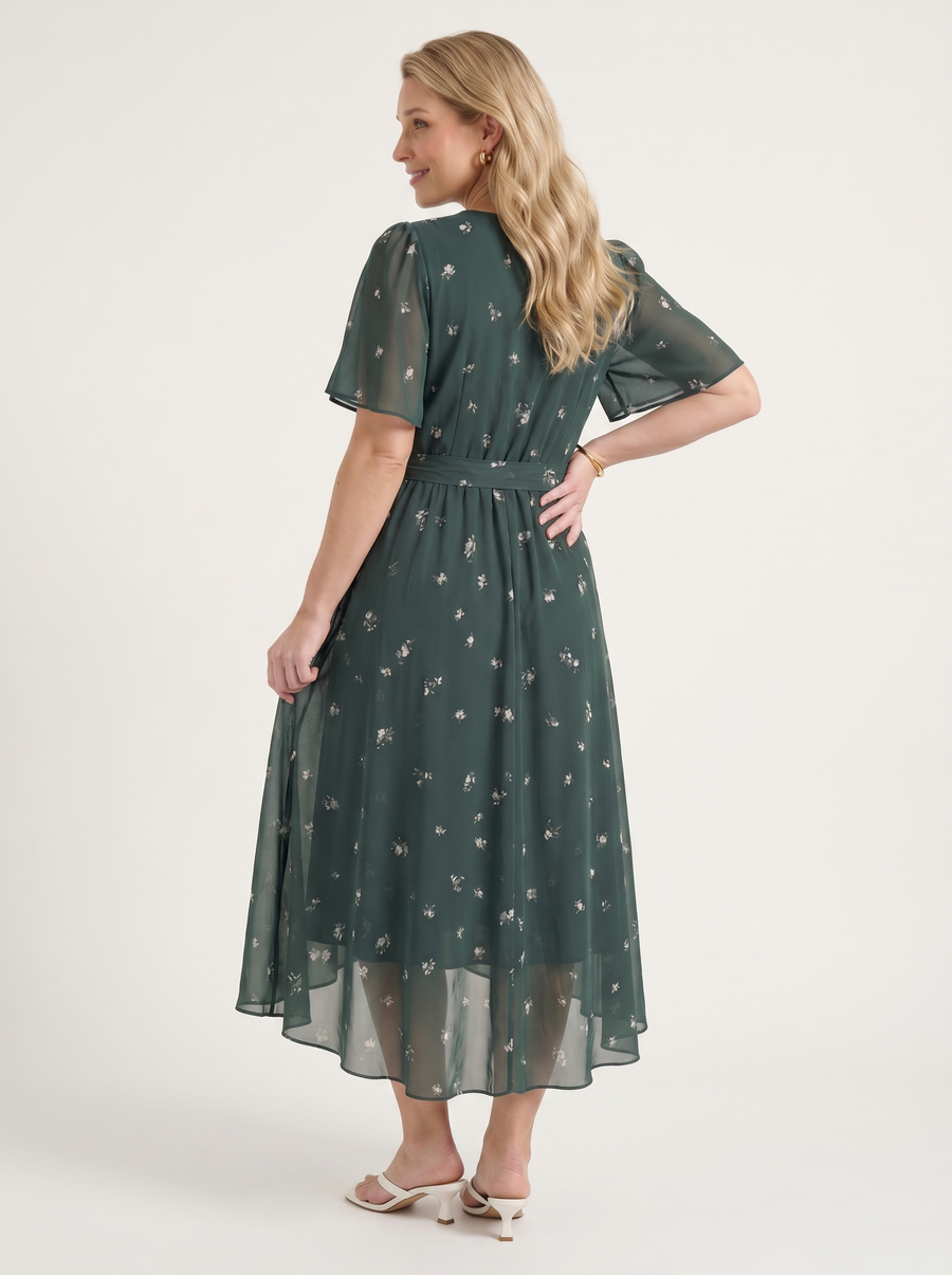 Sharnie Floral Wrap High Low Midi Dress