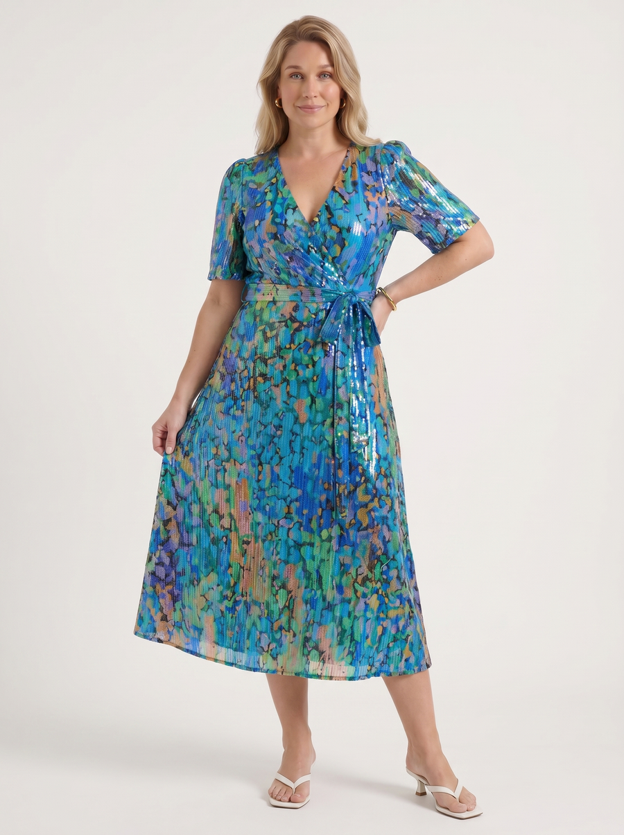 Sharnie Floral Wrap High Low Midi Dress