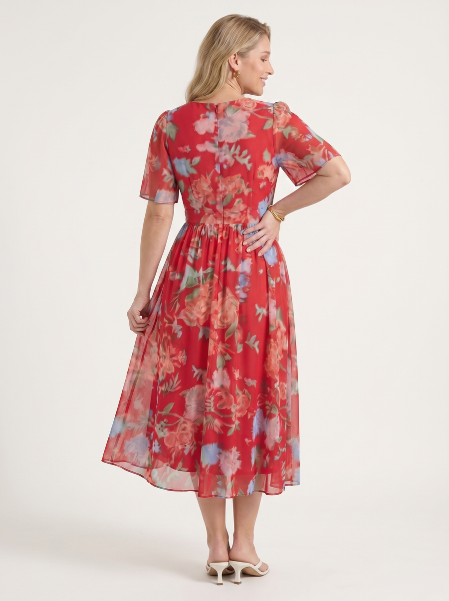 Sharnie Floral Wrap High Low Midi Dress