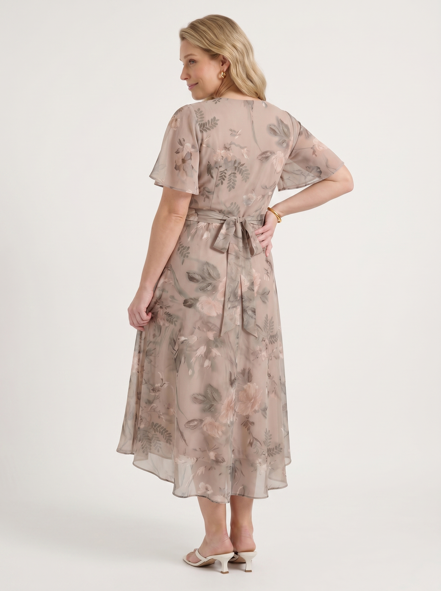 Sharnie Floral Wrap High Low Midi Dress