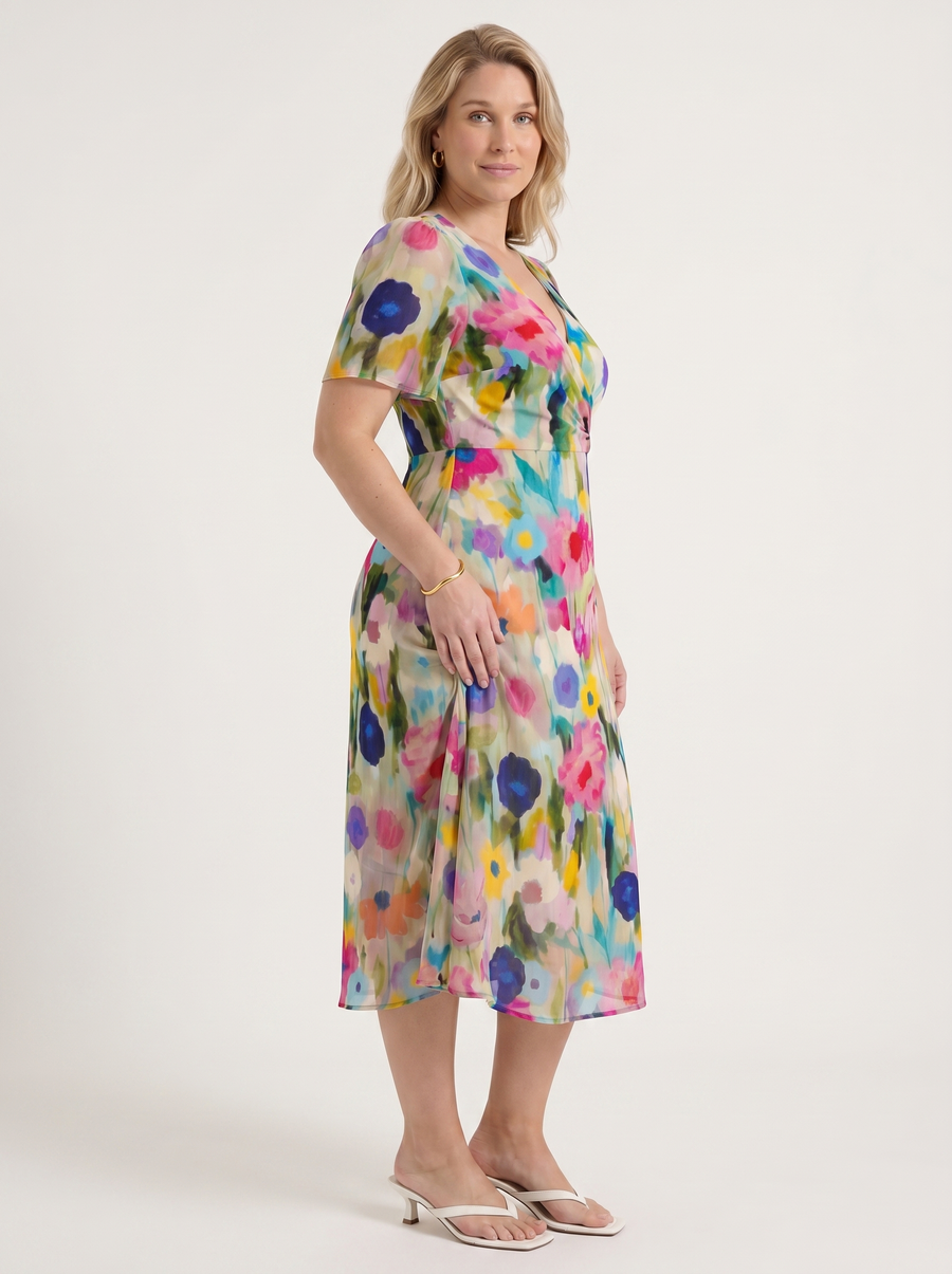 Sharnie Floral Wrap High Low Midi Dress