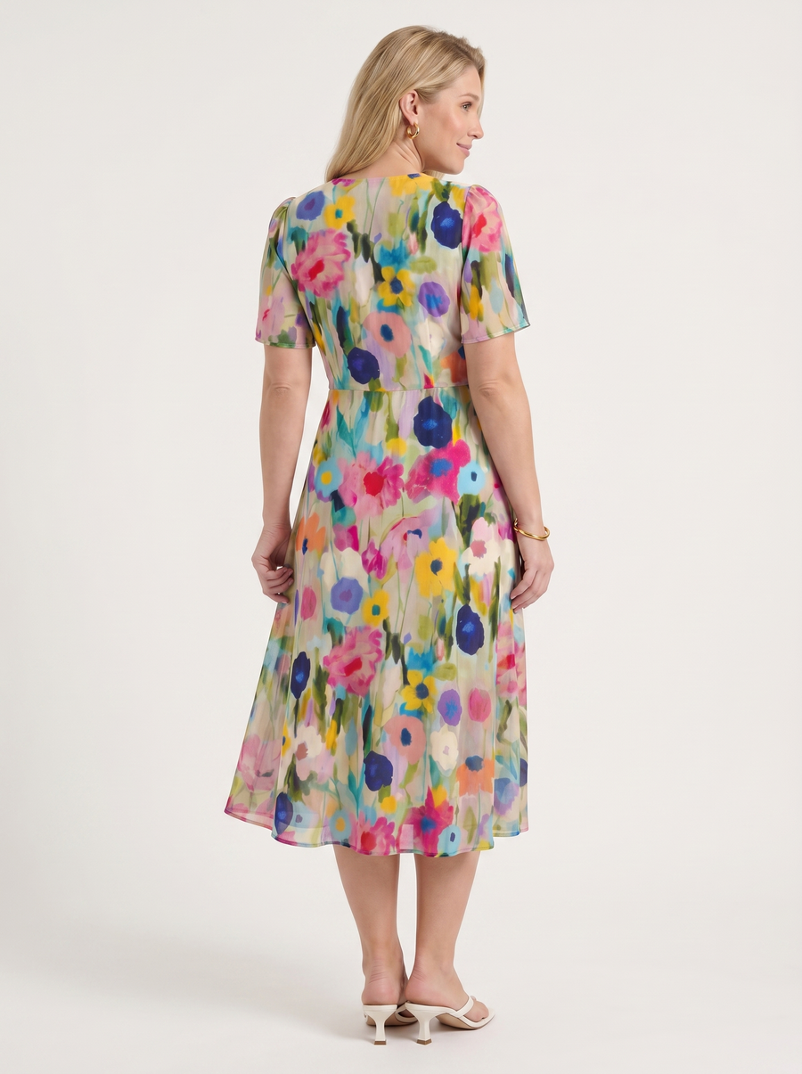 Sharnie Floral Wrap High Low Midi Dress