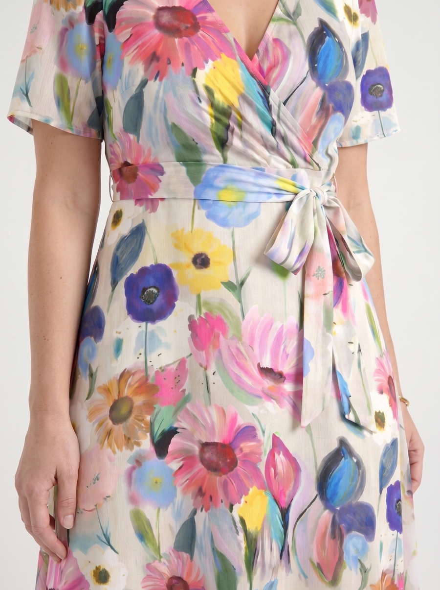 Sharnie Floral Wrap High Low Midi Dress