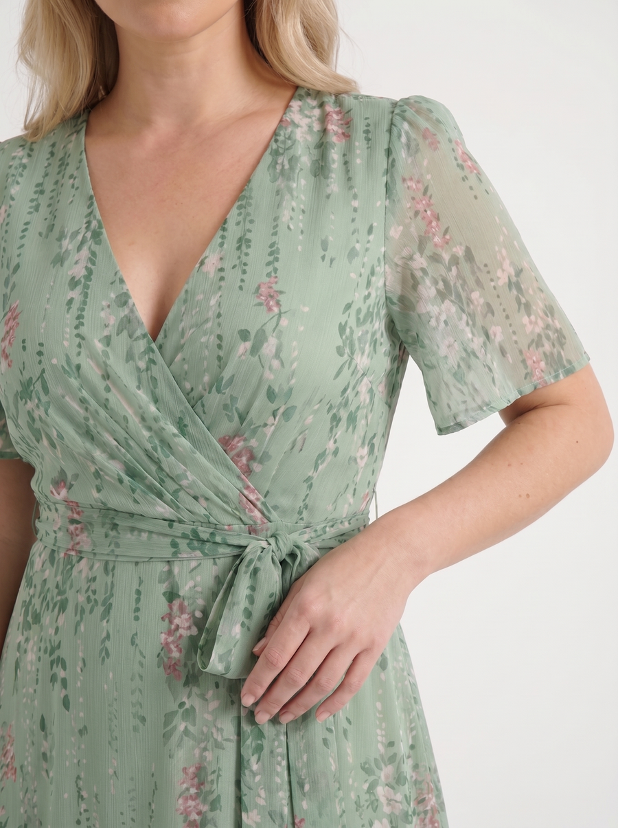Sharnie Floral Wrap High Low Midi Dress