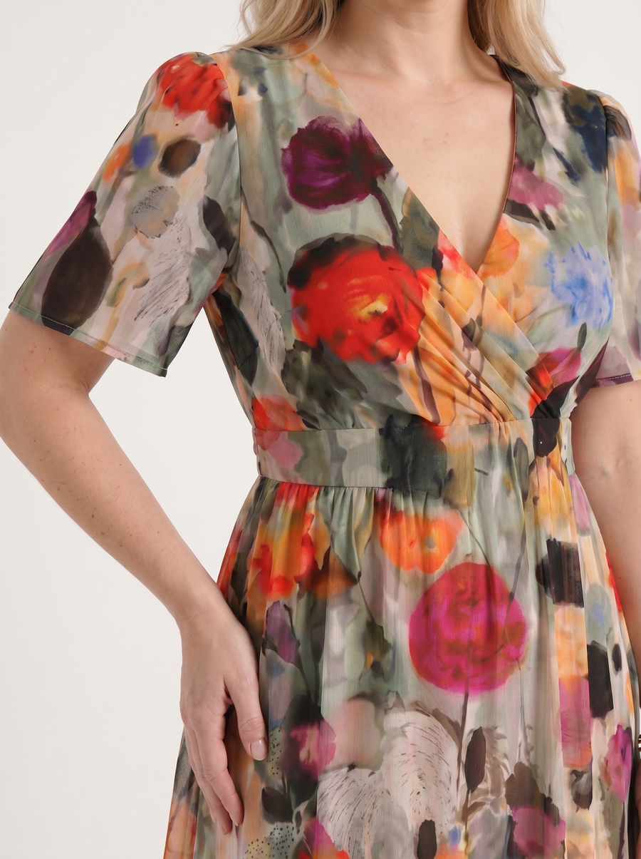 Sharnie Floral Wrap High Low Midi Dress