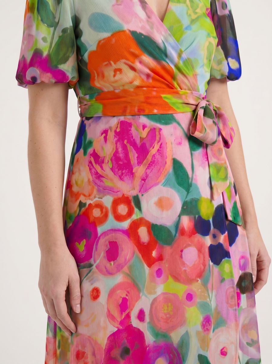 Sharnie Floral Wrap High Low Midi Dress