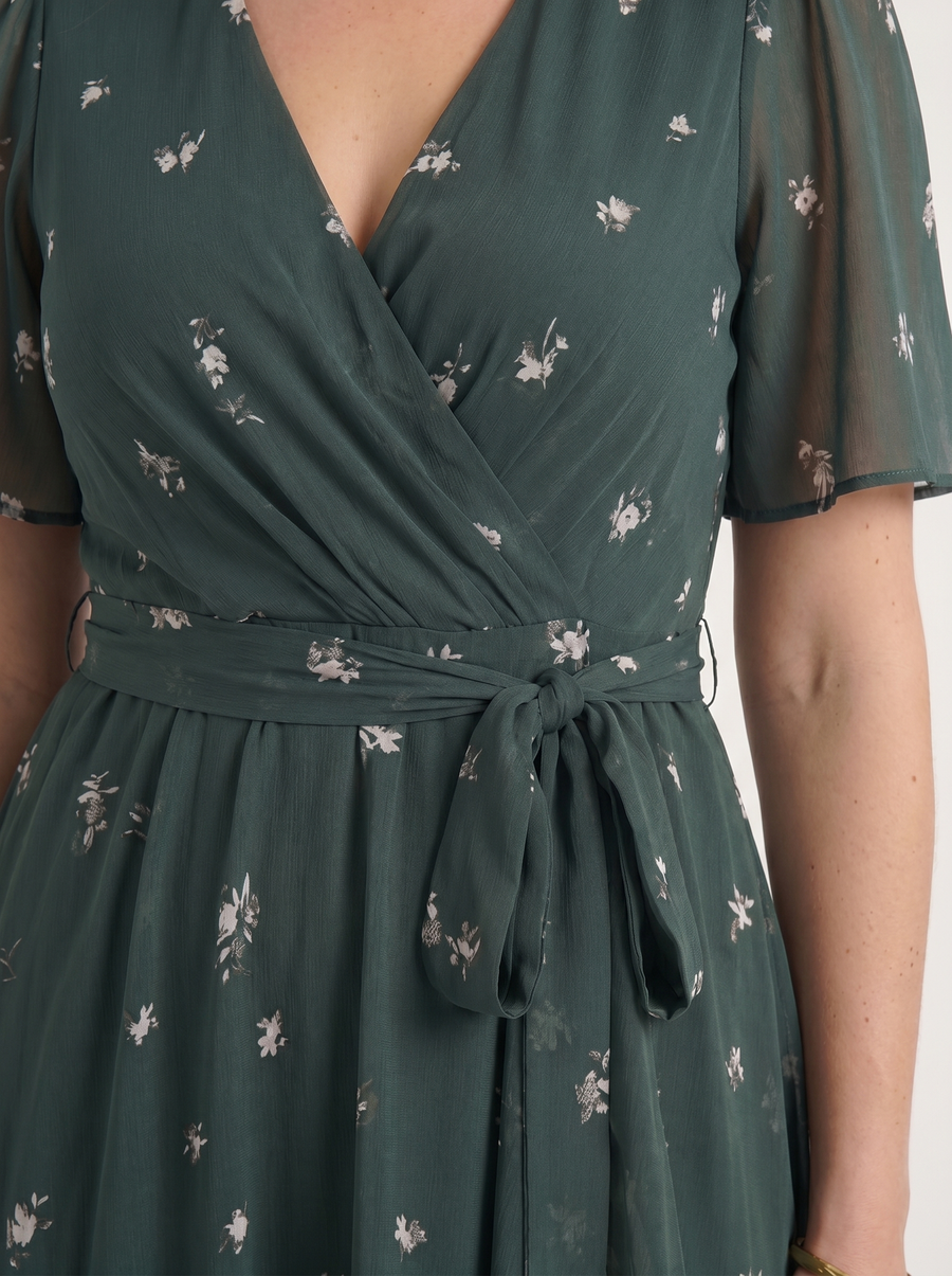 Sharnie Floral Wrap High Low Midi Dress