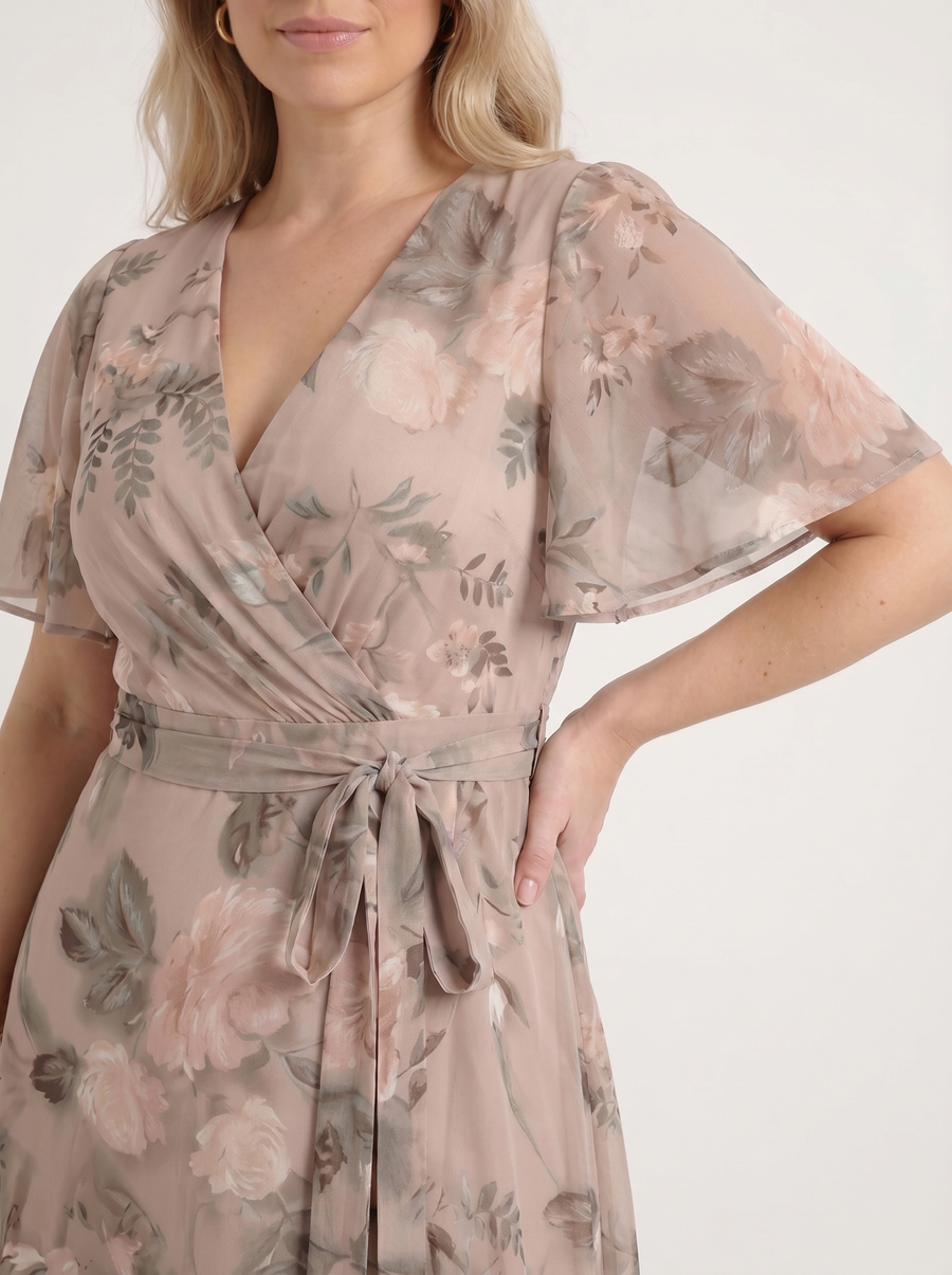 Sharnie Floral Wrap High Low Midi Dress