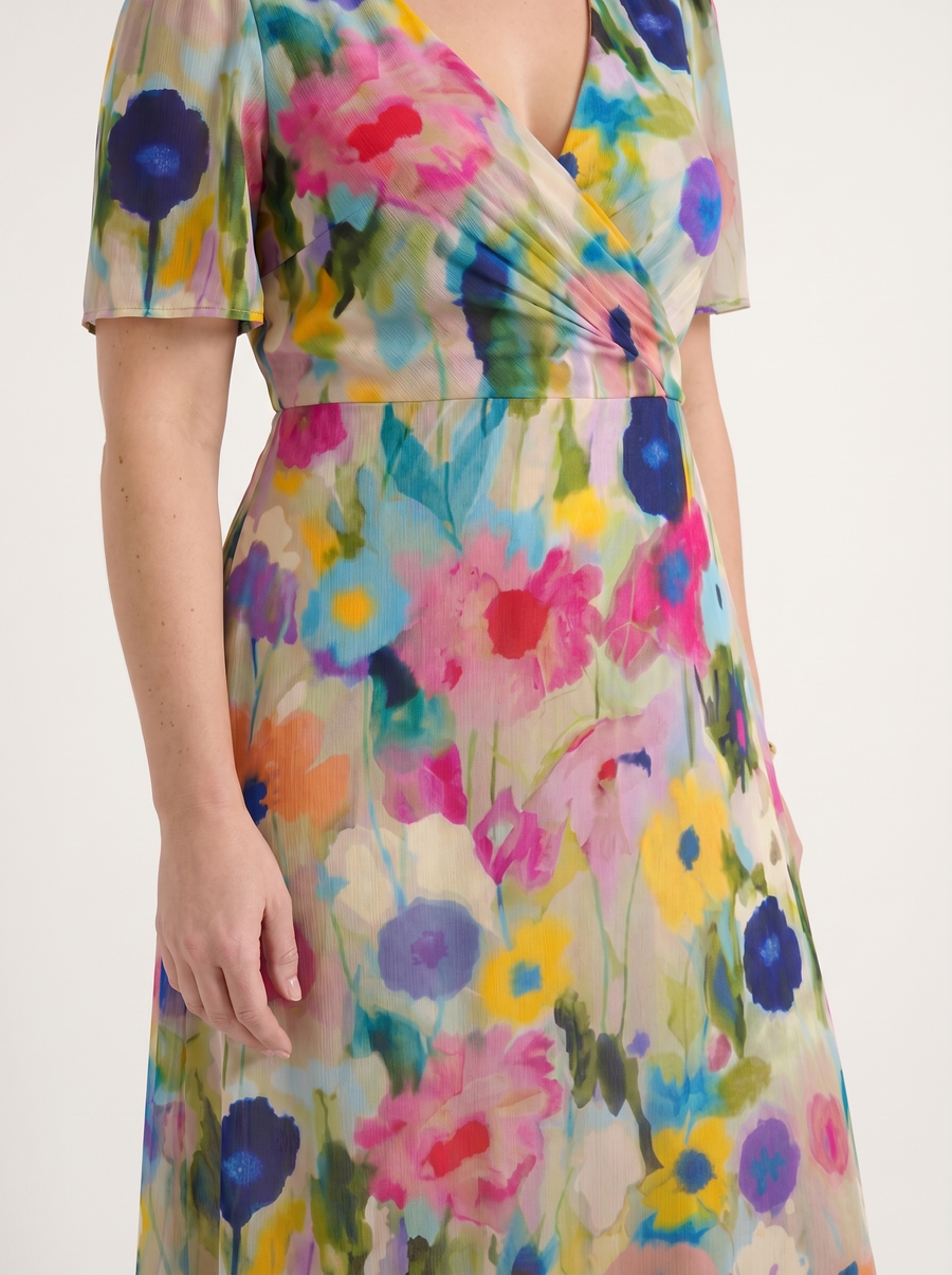 Sharnie Floral Wrap High Low Midi Dress