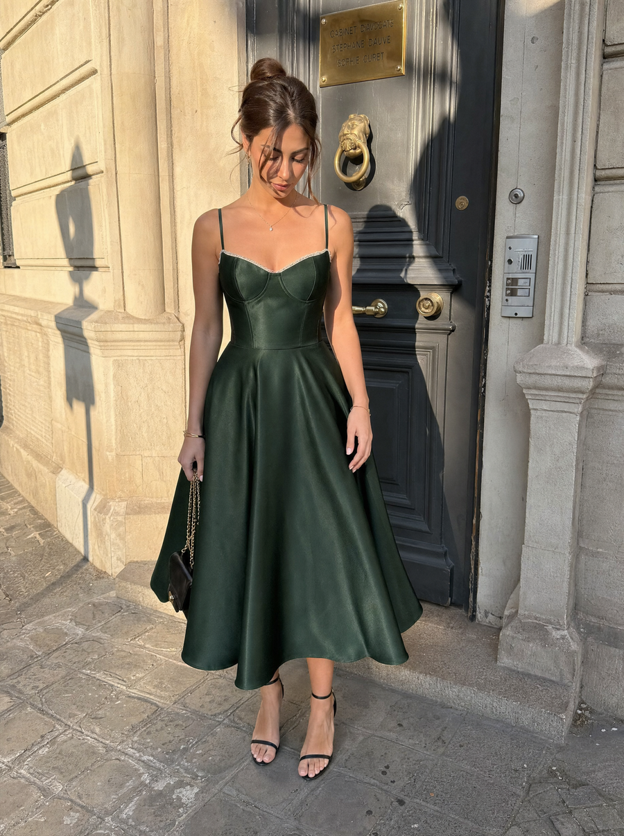 Isolde Corset Style Tulle Midi Dress