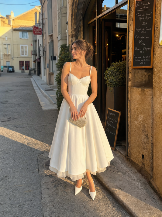 Isolde Corset Style Tulle Midi Dress