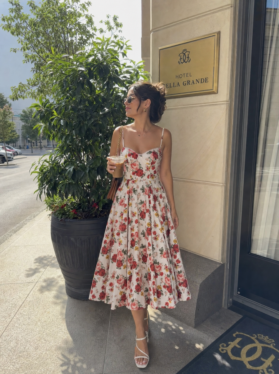 Isolde Corset Style Tulle Midi Dress