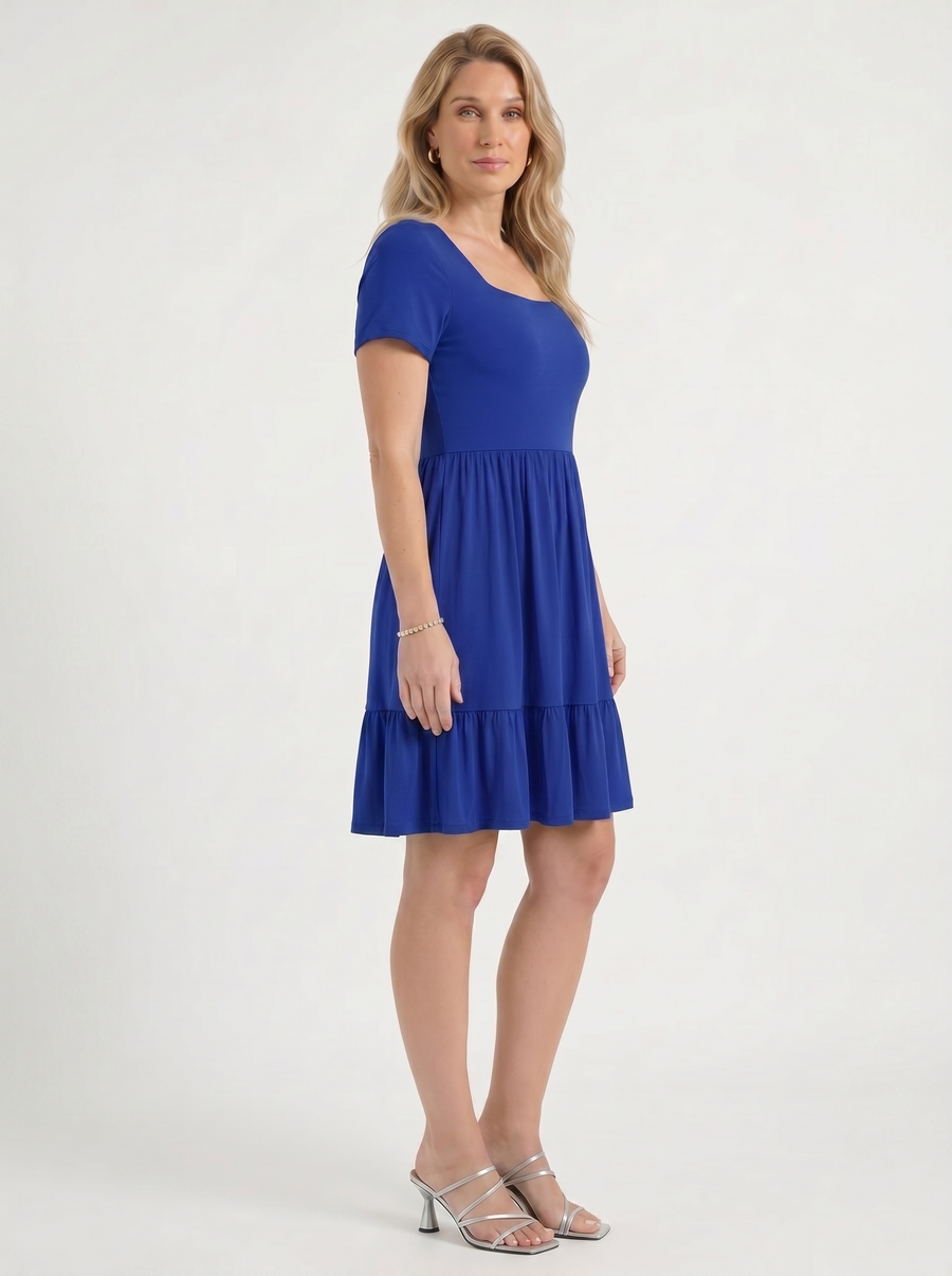 Wanda Square Neck Tiered Mini Dress