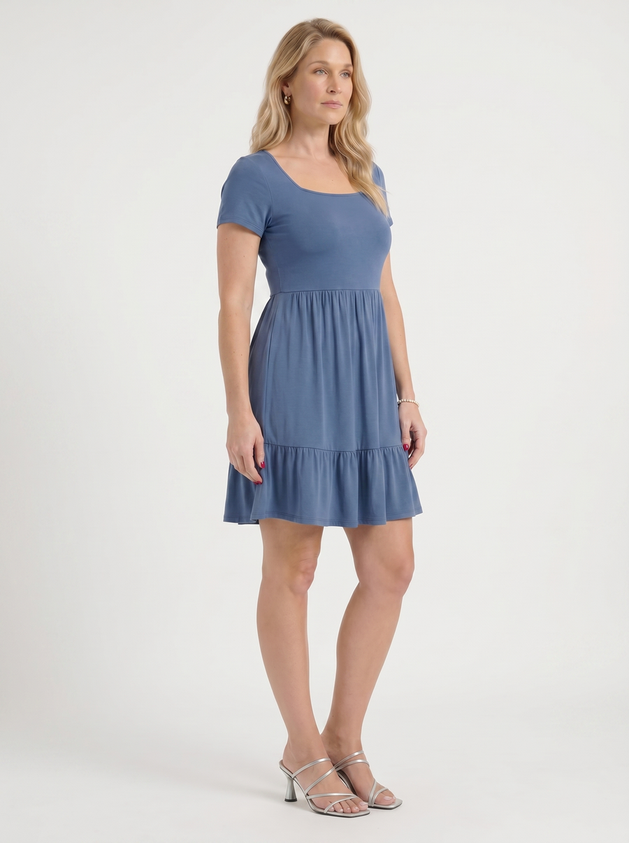 Wanda Square Neck Tiered Mini Dress