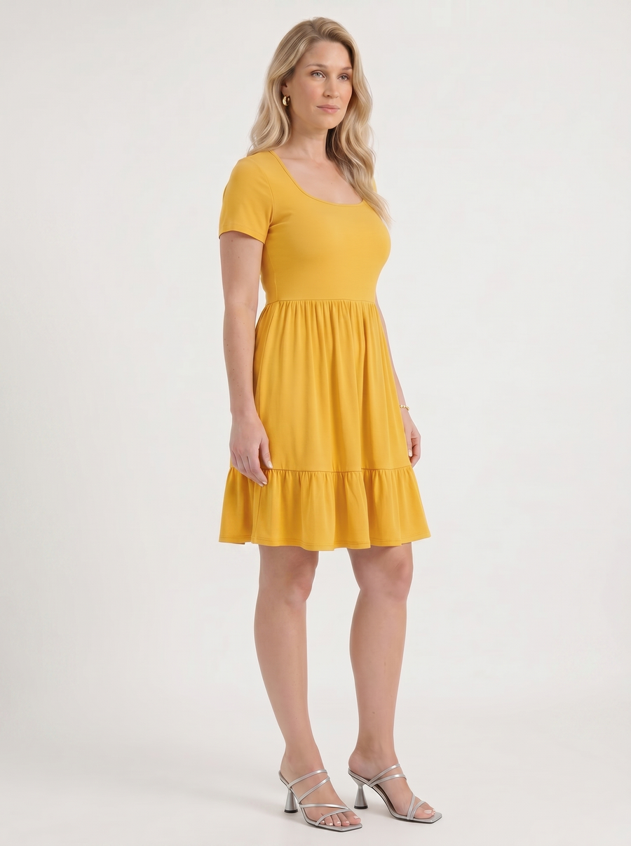 Wanda Square Neck Tiered Mini Dress
