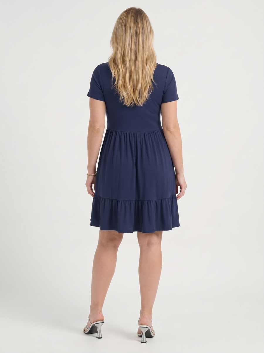 Wanda Square Neck Tiered Mini Dress