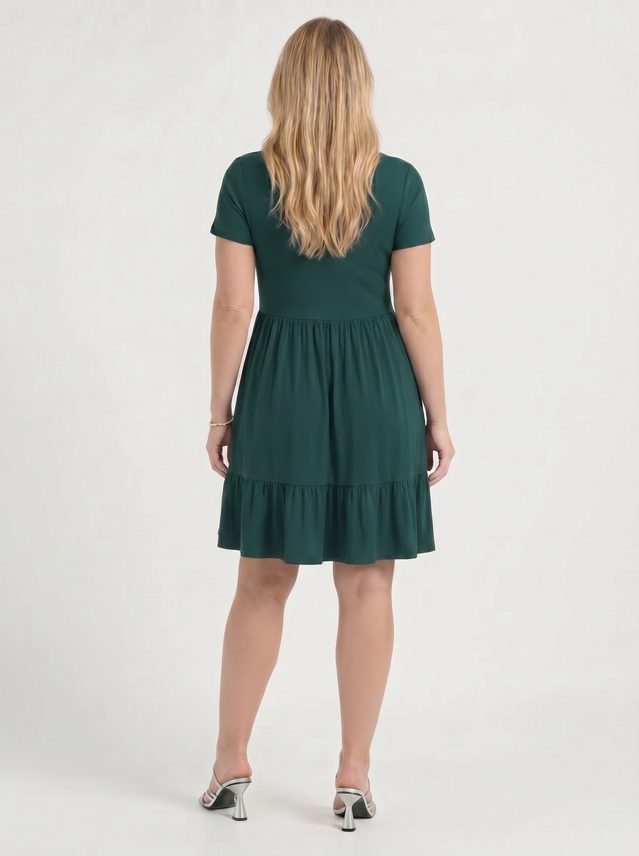 Wanda Square Neck Tiered Mini Dress