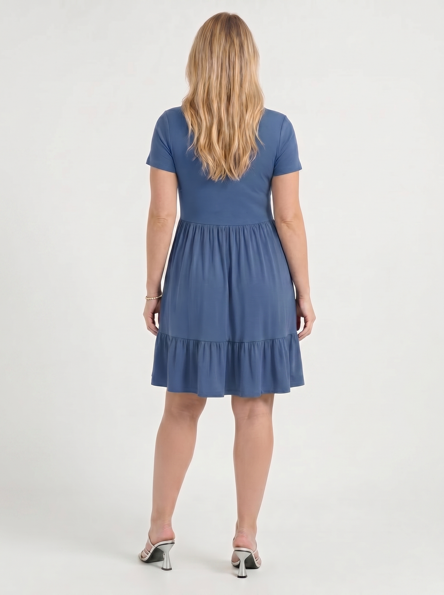 Wanda Square Neck Tiered Mini Dress