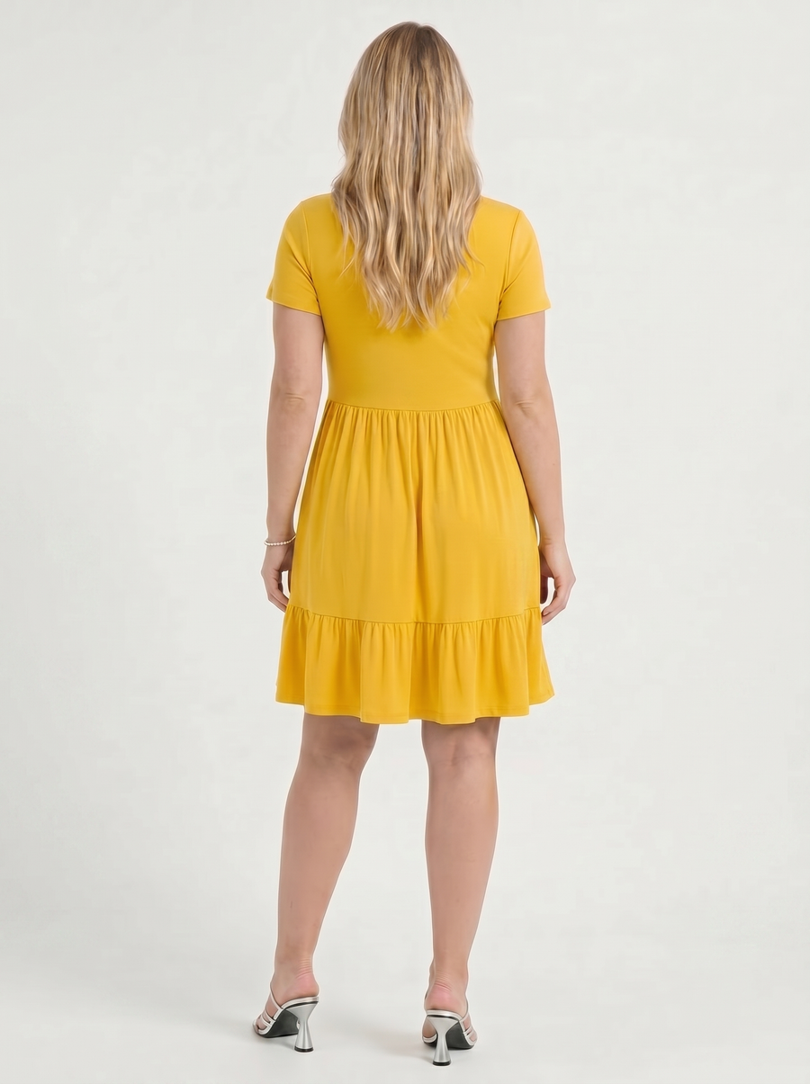 Wanda Square Neck Tiered Mini Dress