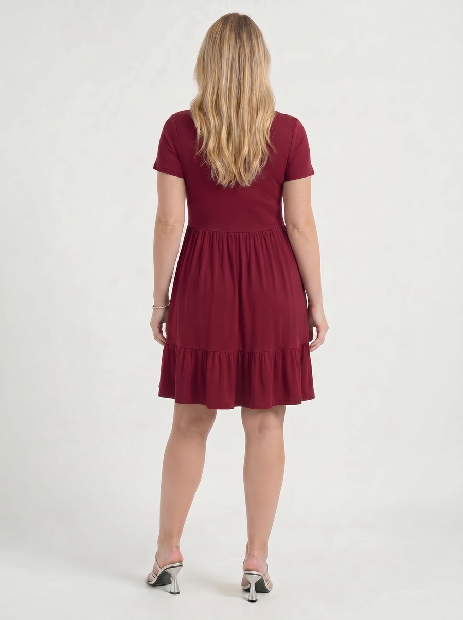 Wanda Square Neck Tiered Mini Dress