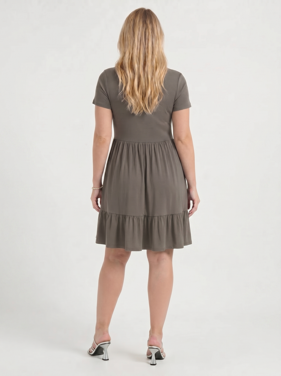 Wanda Square Neck Tiered Mini Dress
