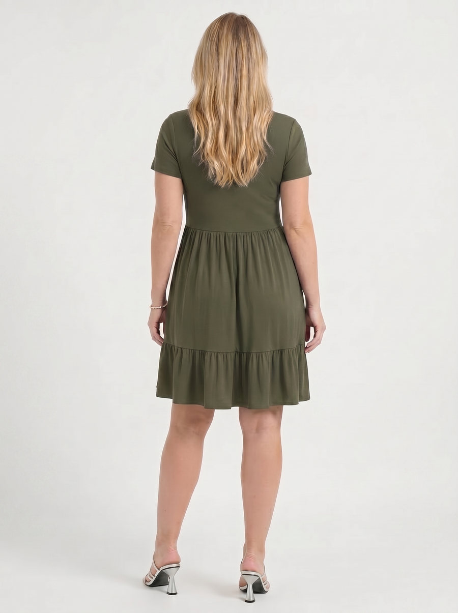 Wanda Square Neck Tiered Mini Dress