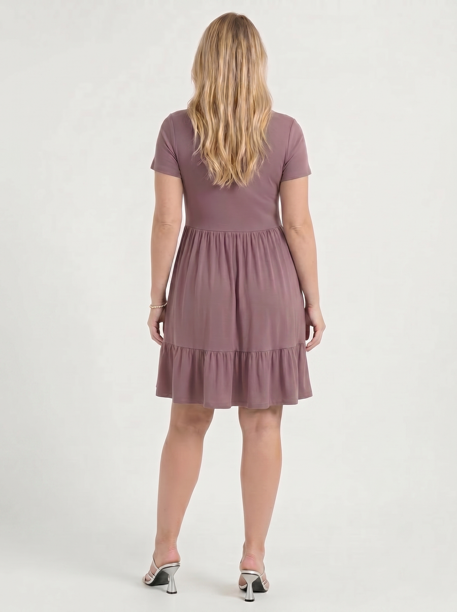 Wanda Square Neck Tiered Mini Dress