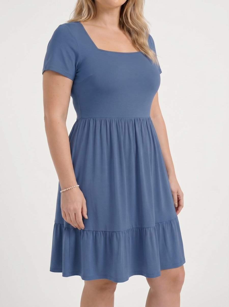 Wanda Square Neck Tiered Mini Dress
