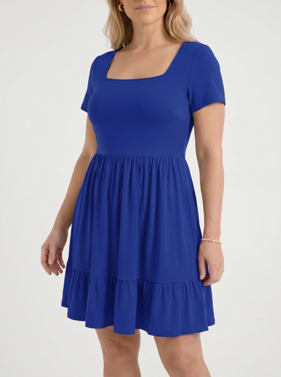 Wanda Square Neck Tiered Mini Dress