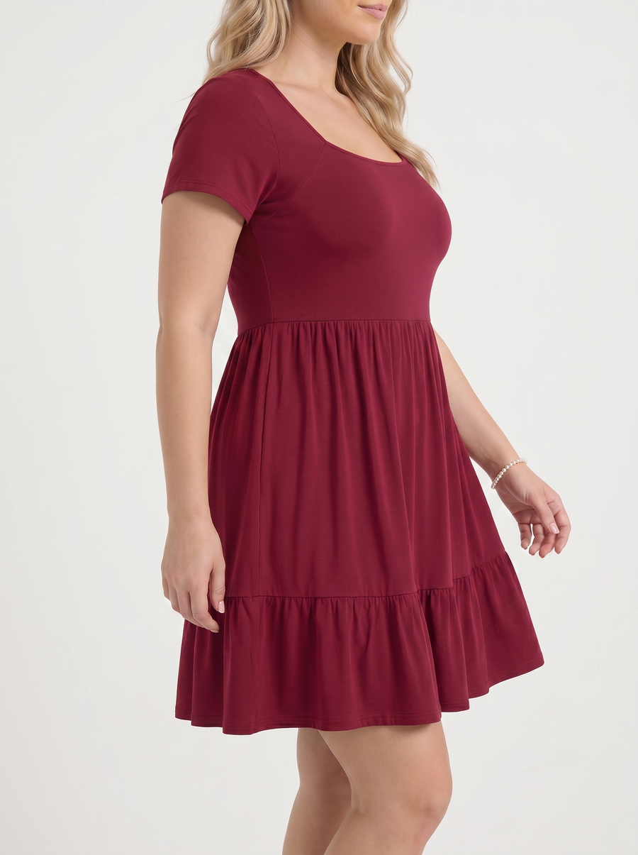 Wanda Square Neck Tiered Mini Dress