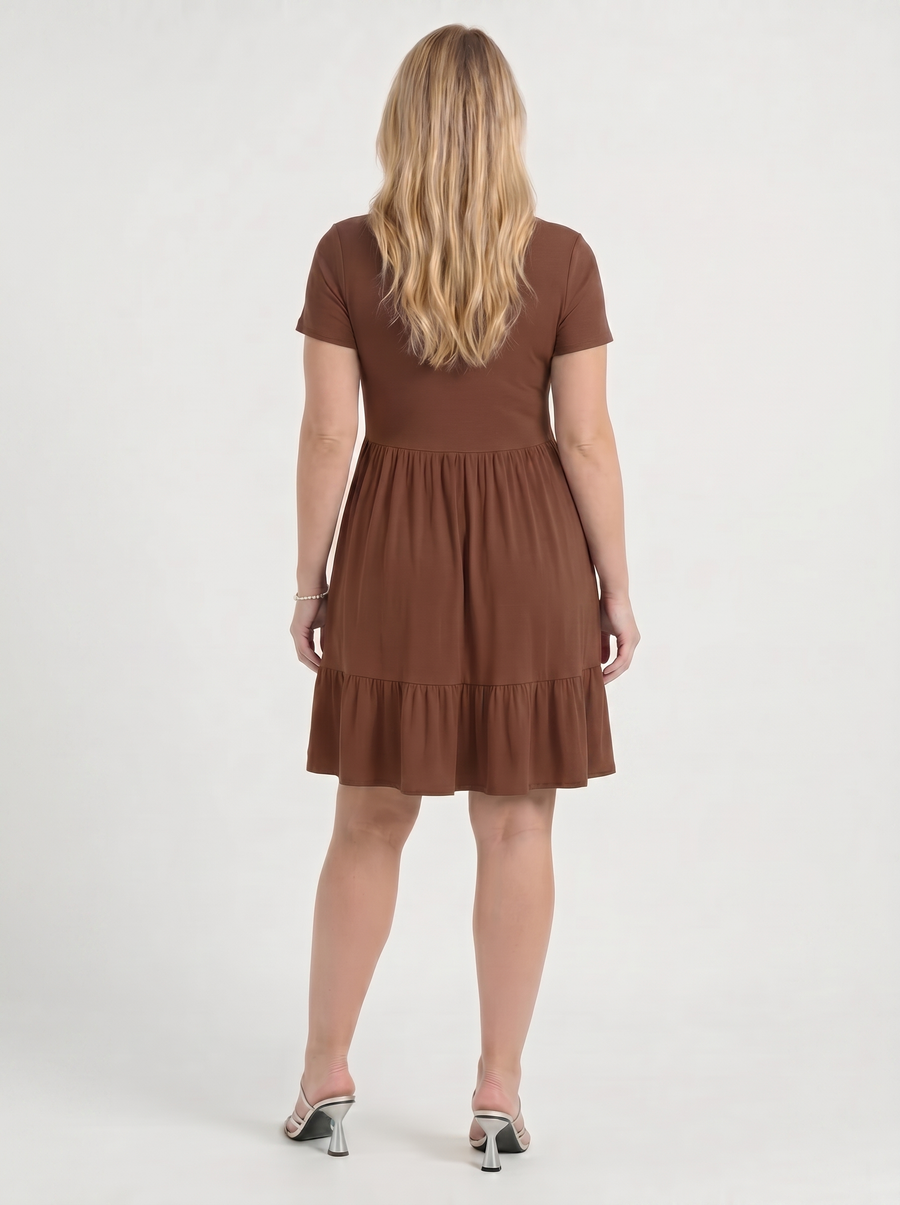 Wanda Square Neck Tiered Mini Dress