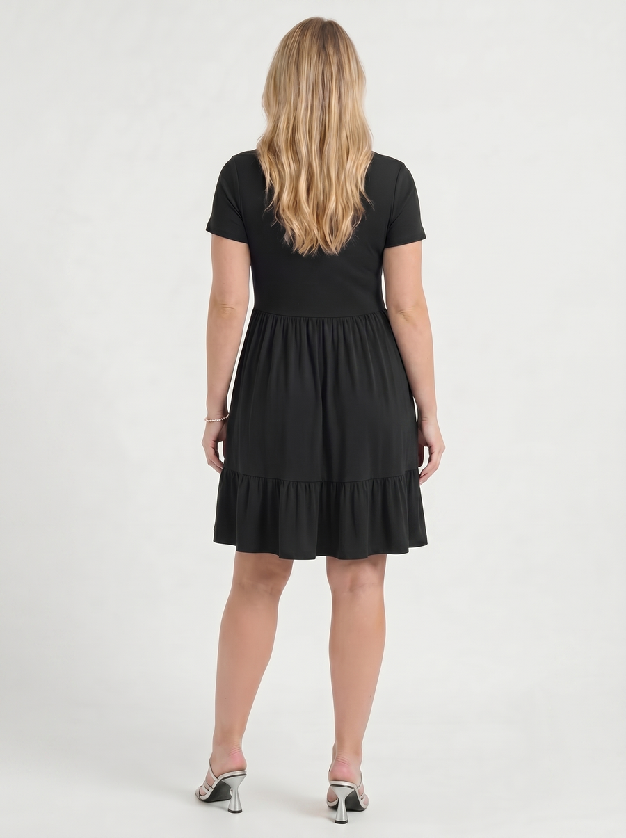 Wanda Square Neck Tiered Mini Dress