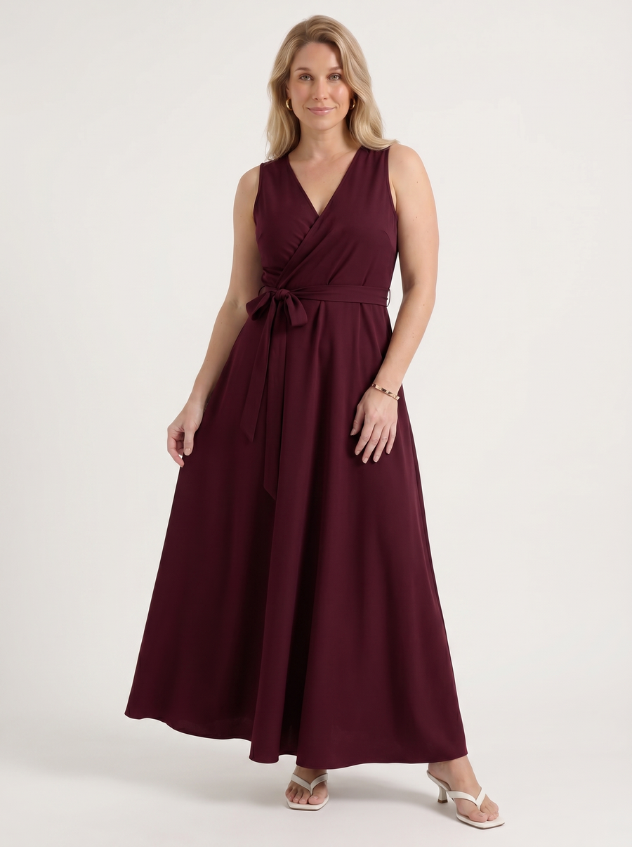 Reena Wrap Maxi Dress with Tie Belt