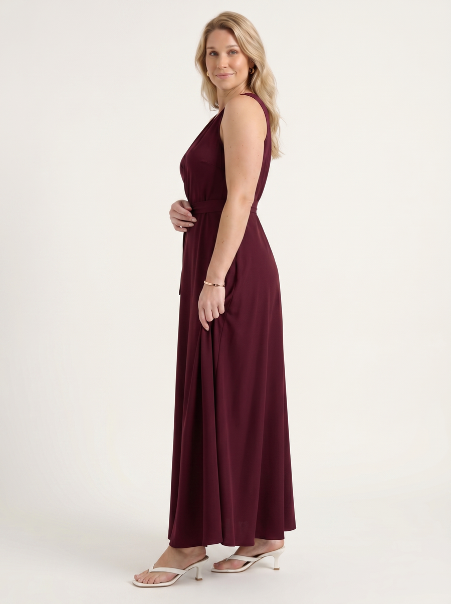 Reena Wrap Maxi Dress with Tie Belt