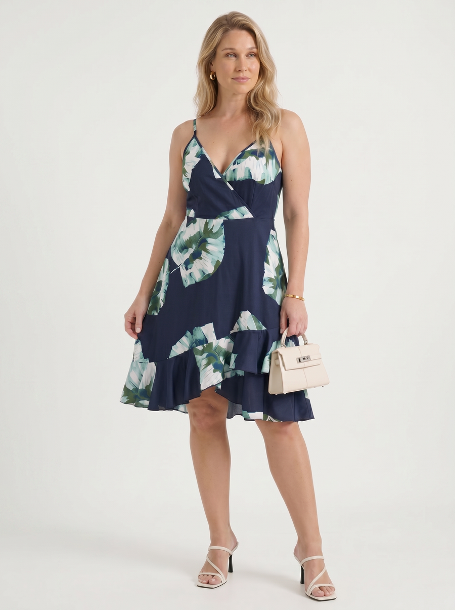 Willow Wrap Ruffle Hem Mini Dress