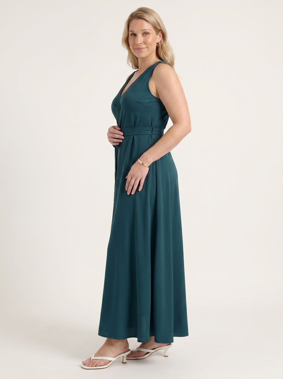 Reena Wrap Maxi Dress with Tie Belt